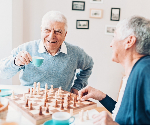 seniors playing chess