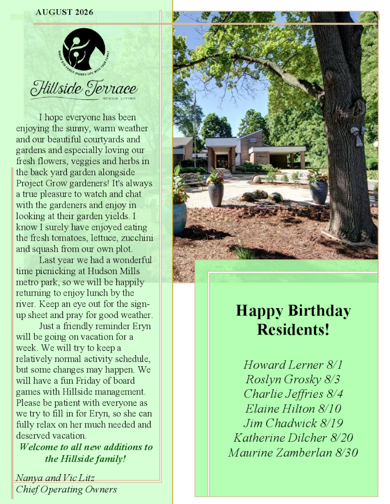 August 2026 Newsletter